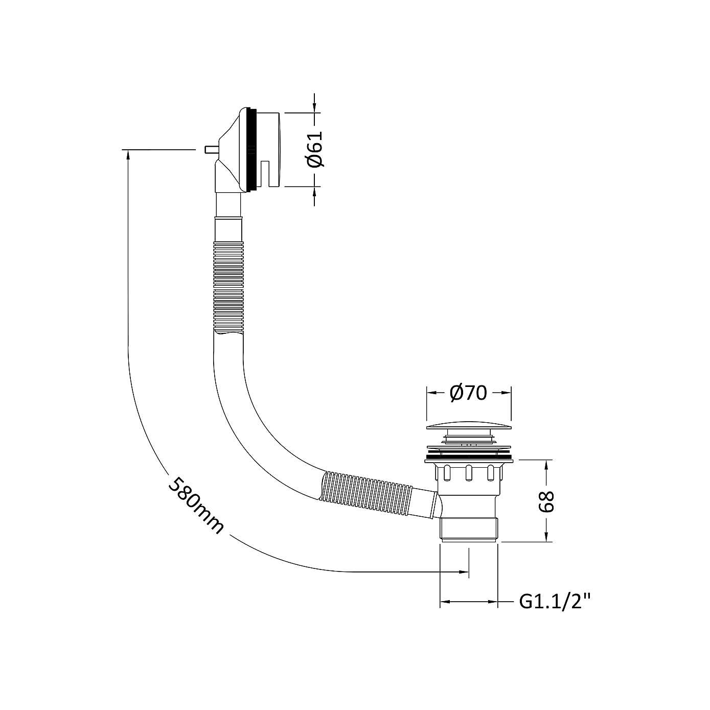 Push Button Bath Waste