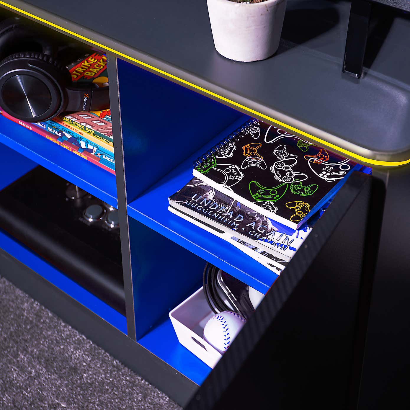 X Rocker White Carbon Tek TV Media Cabinet with Neo Fibre LED