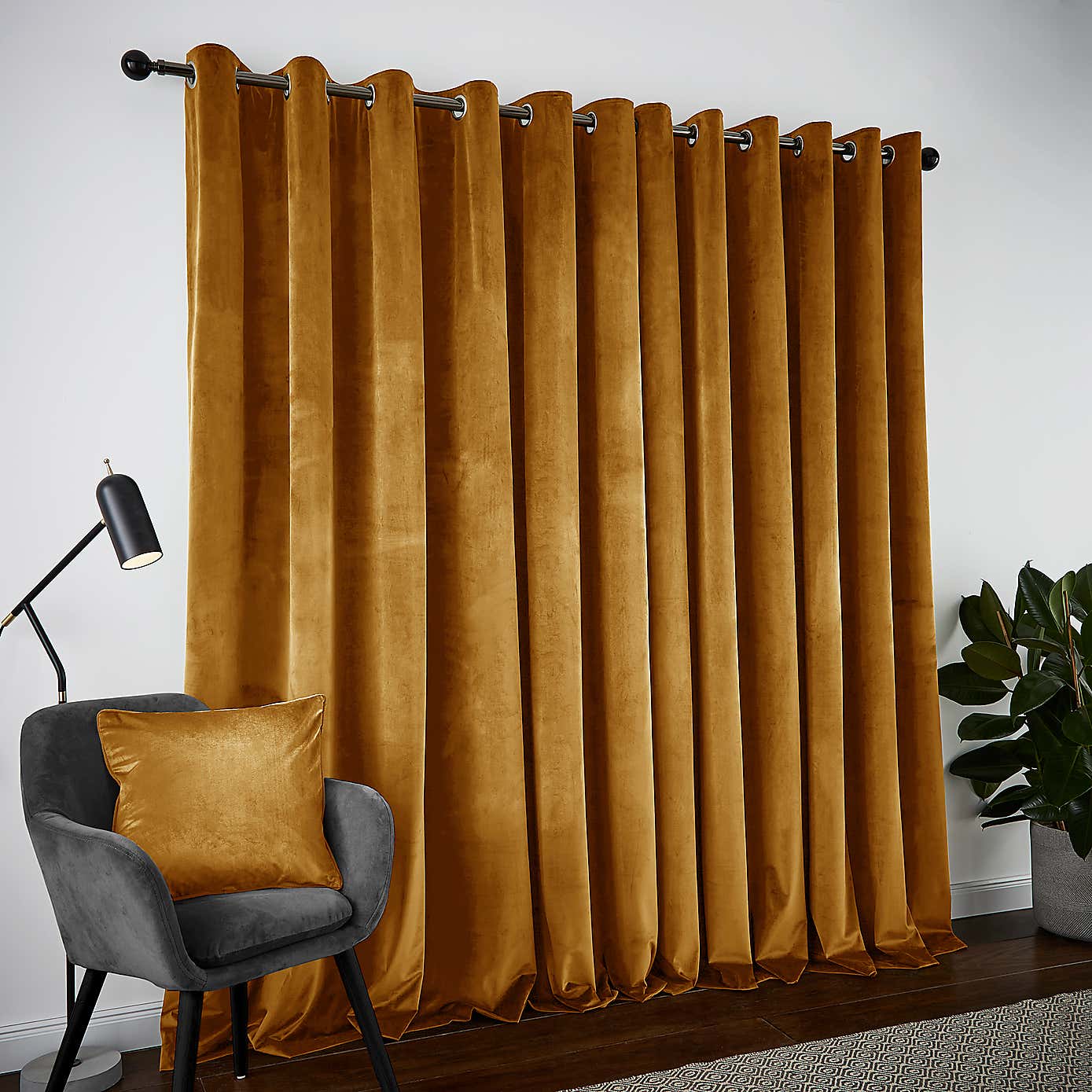 Recycled Velour Eyelet Curtains