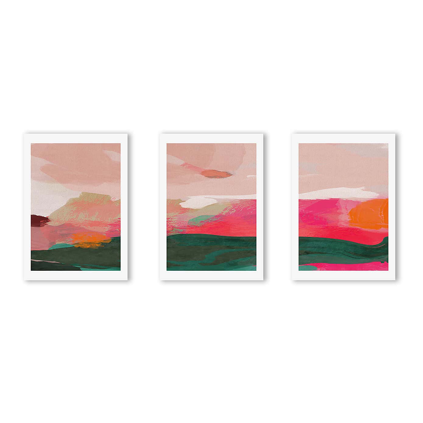 Set of 3 East End Prints Green & Pink Abstract Gallery Wall Framed Prints