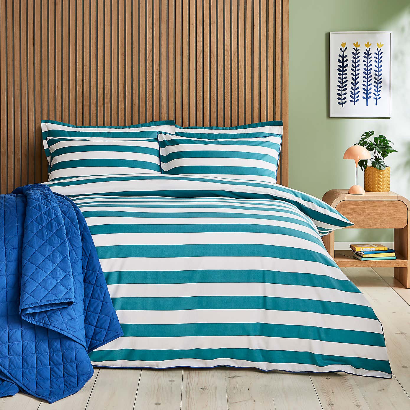 Elements Bold Stripe Teal Oxford Pillowcase