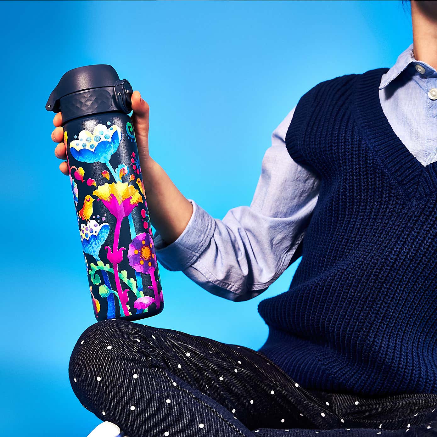 Ion8 Bright Floral Leak Proof Vacuum Insulated Slim Water Bottle, 500ml