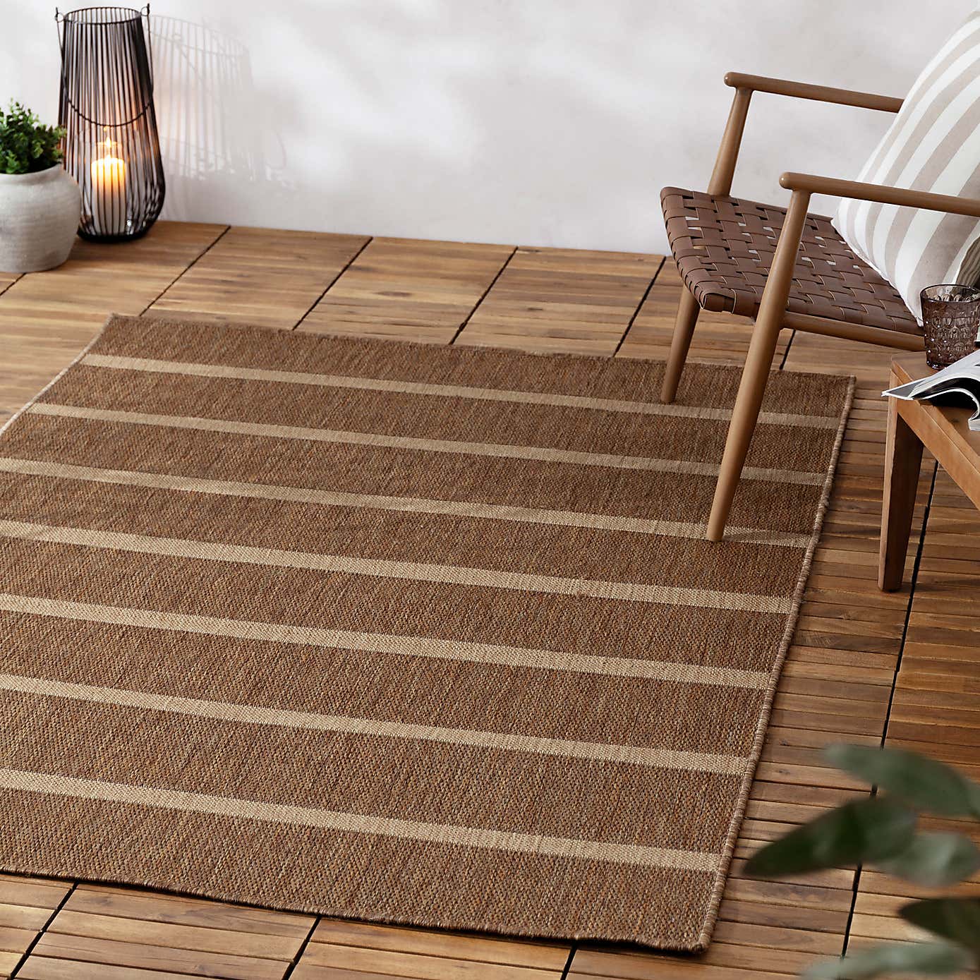 Yard Tala Stripe Jute Effect Indoor Outdoor Rug