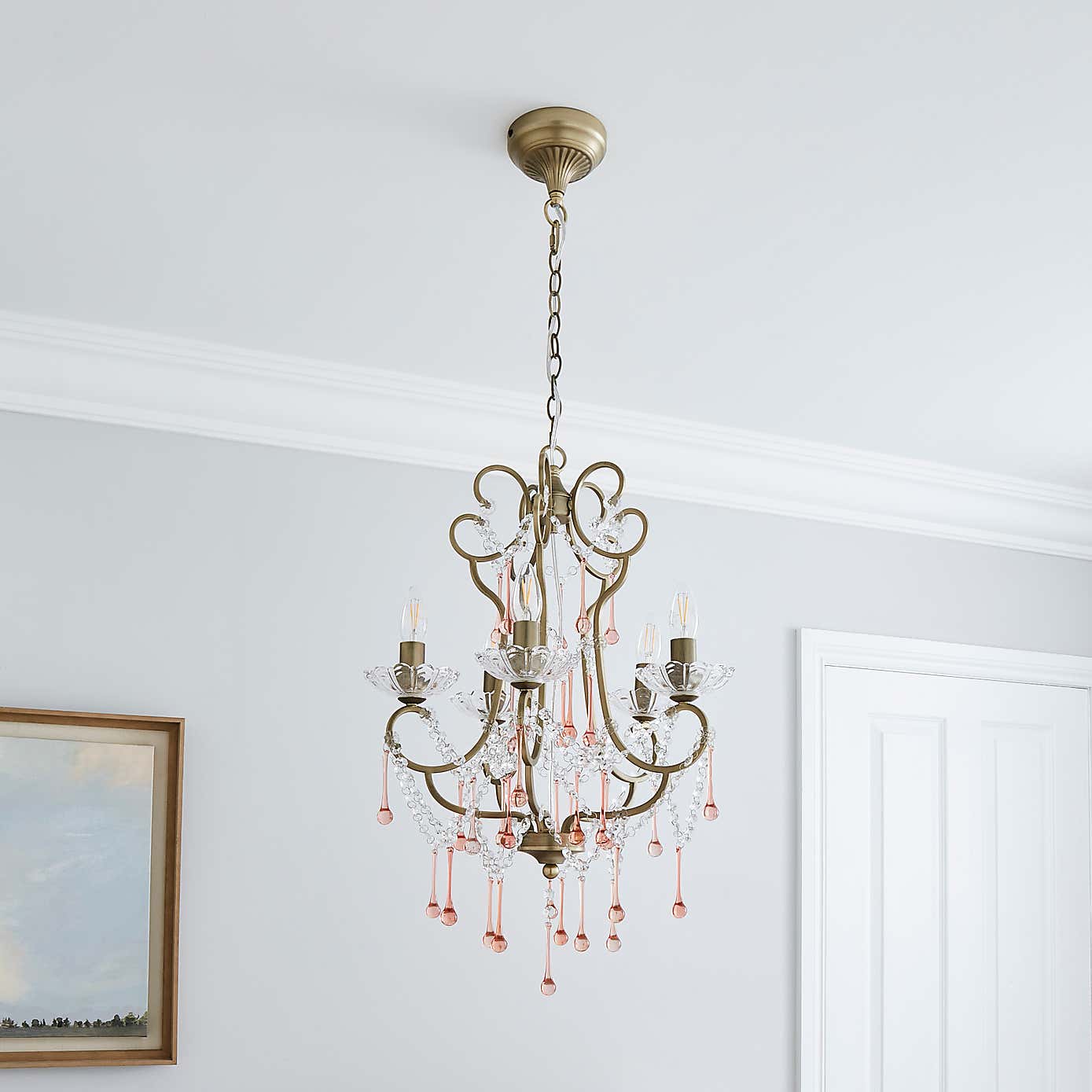Adalet 5 Light Brushed Cream Chandelier