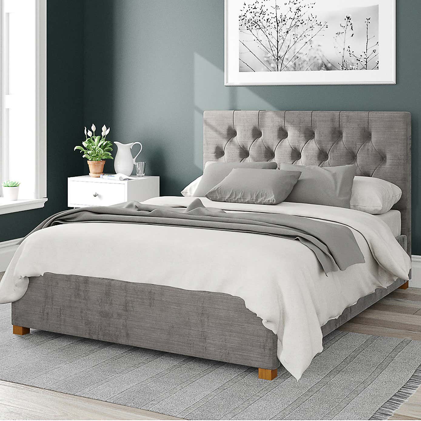 Olivier Firenze Velour Ottoman Bed