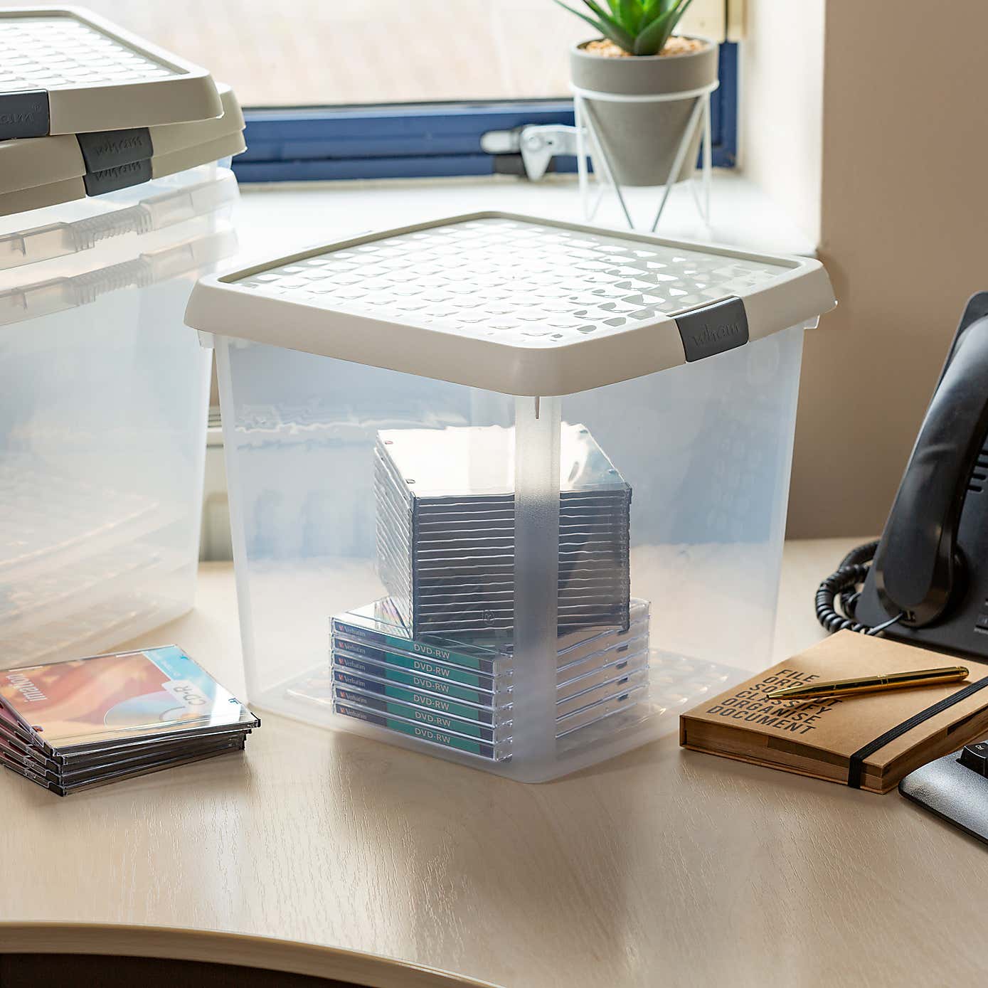 Wham Clip Pack of 4 Square Storage Boxes With Lids