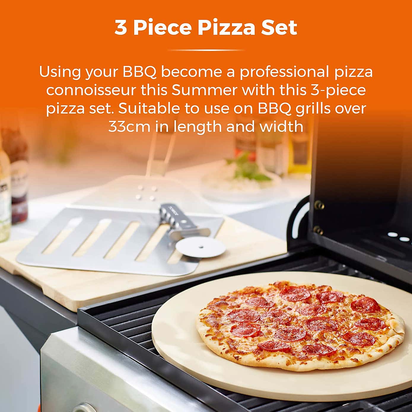 Tower Set of 3 Pizza Tools, Stainless Steel