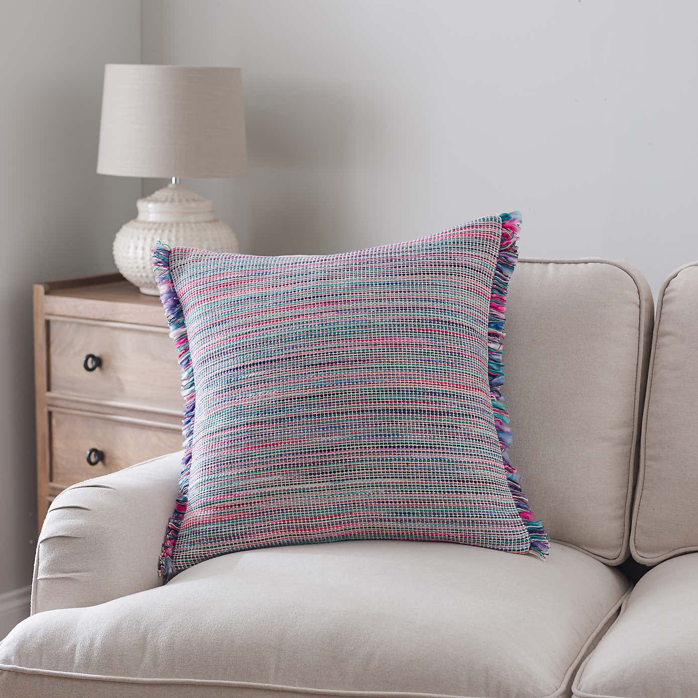 Ava Flat Weave Cotton Square Cushion