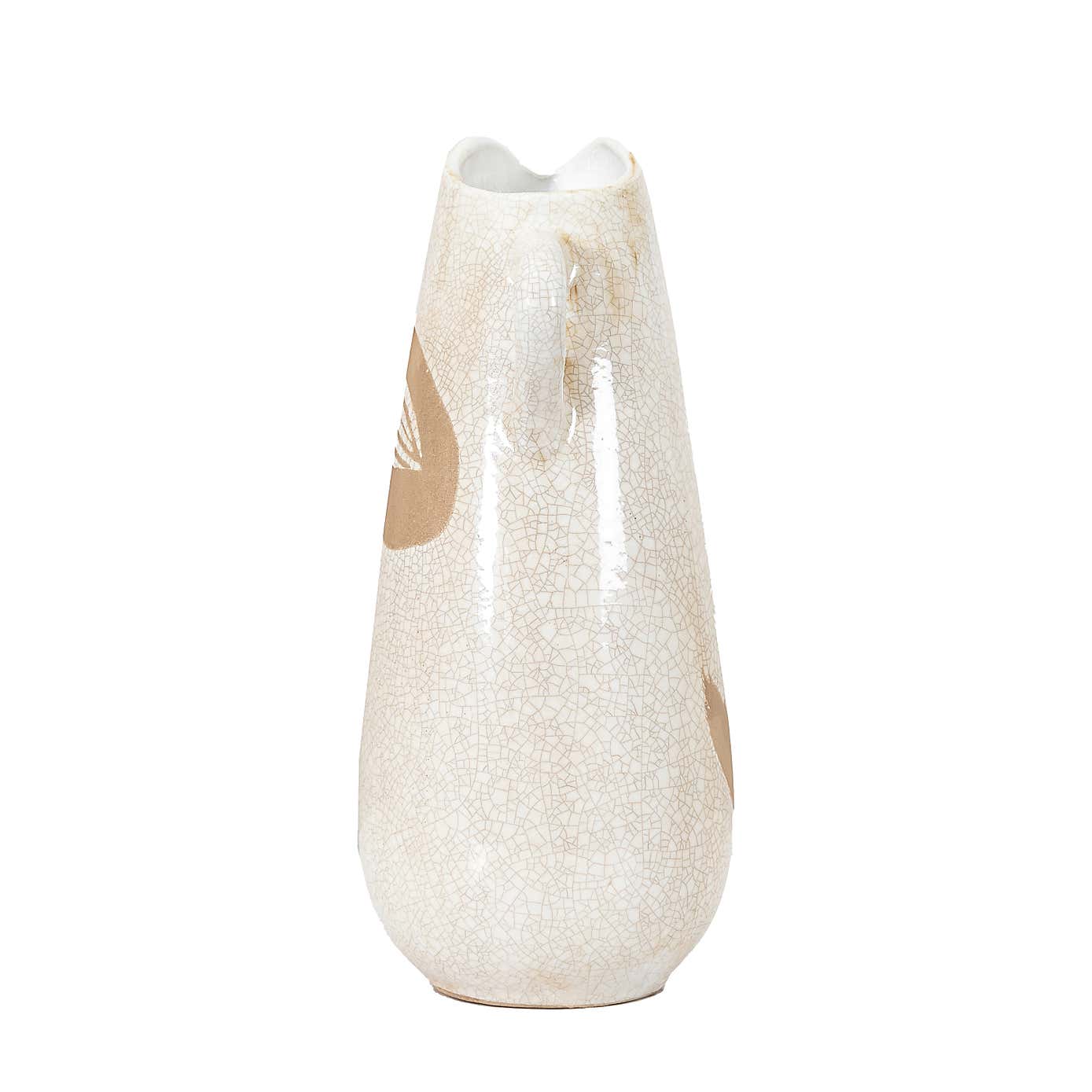 Colly Pitcher Vase Reactive Brown and White 37cm