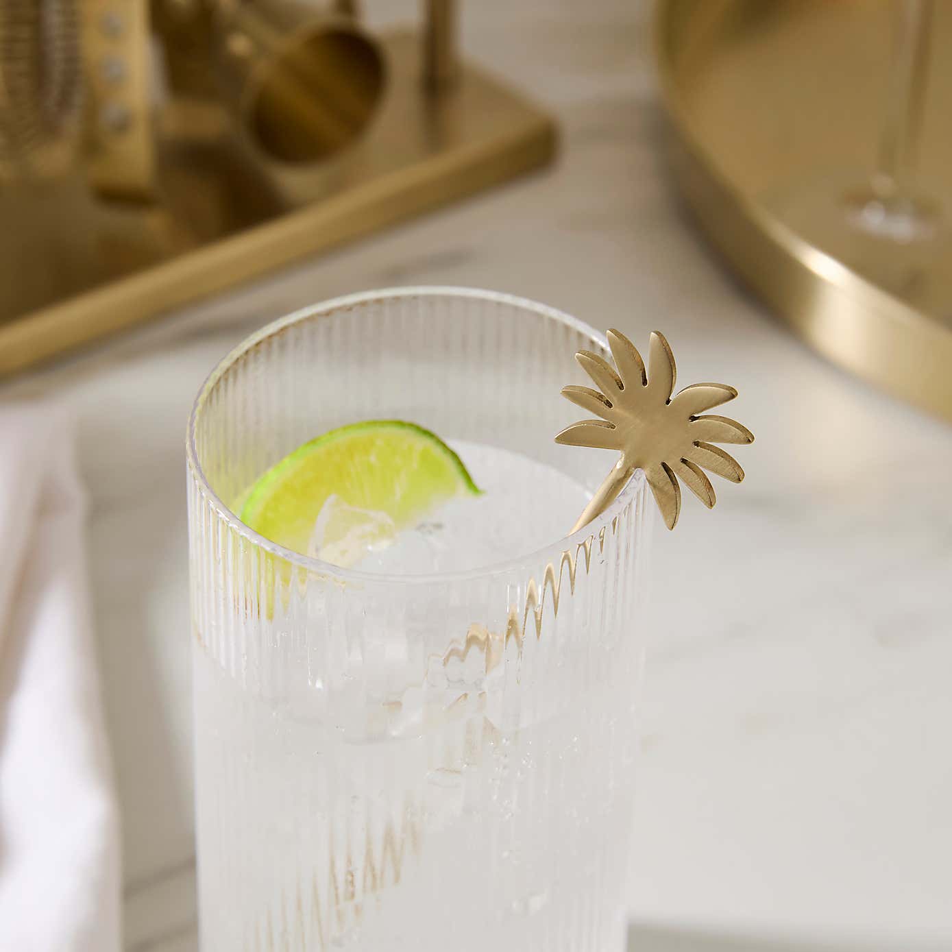 Gold Palm Drink Stirrers, 4 Pack