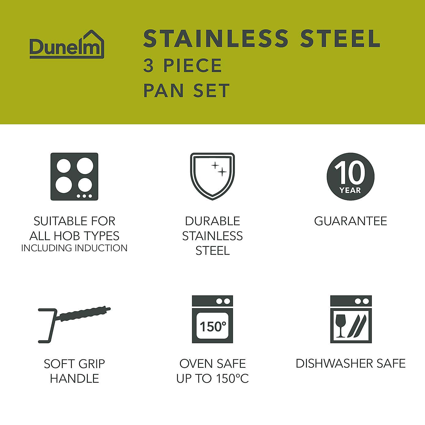 Stainless Steel 3 Piece Pan Set