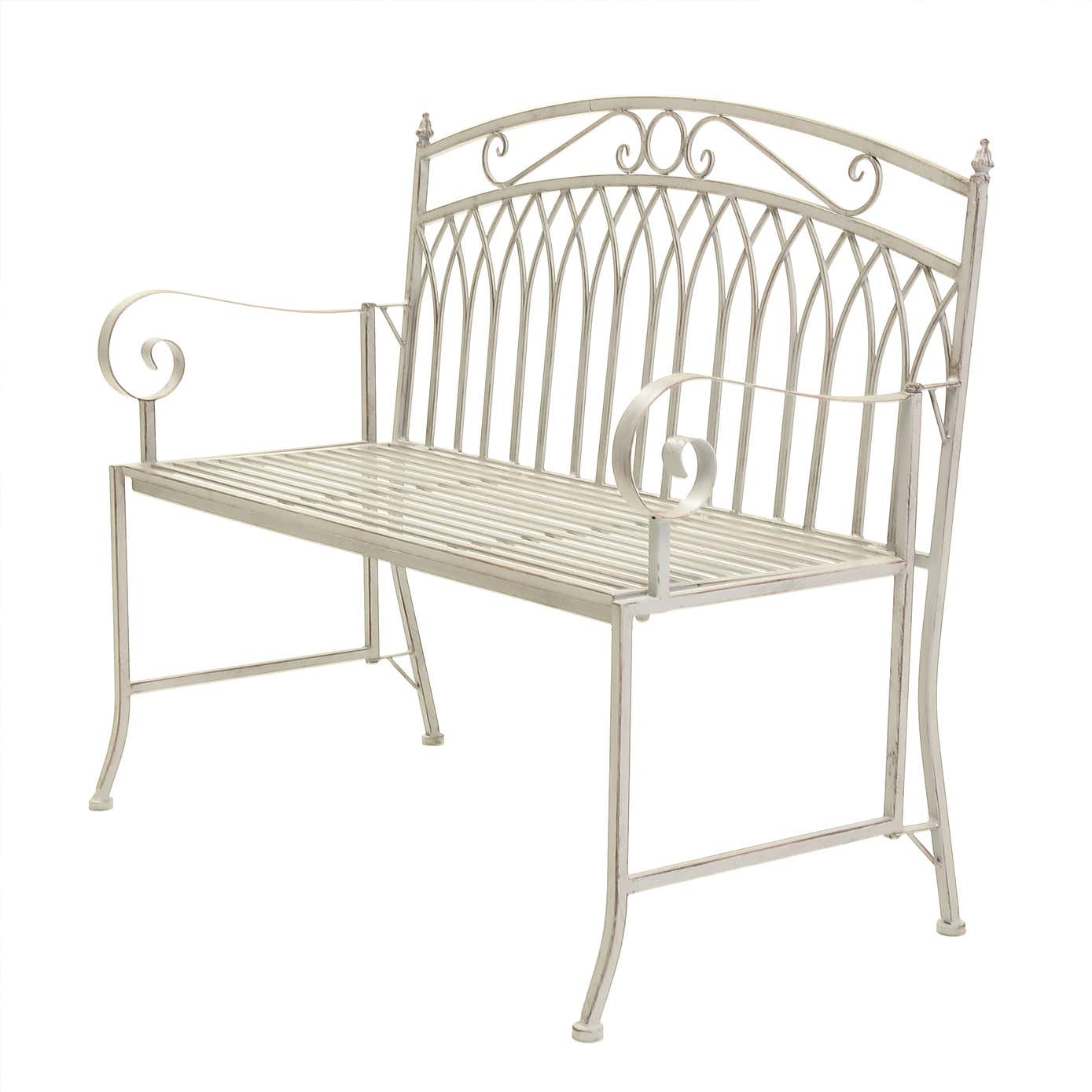Charles Bentley Wrought Iron White Bench