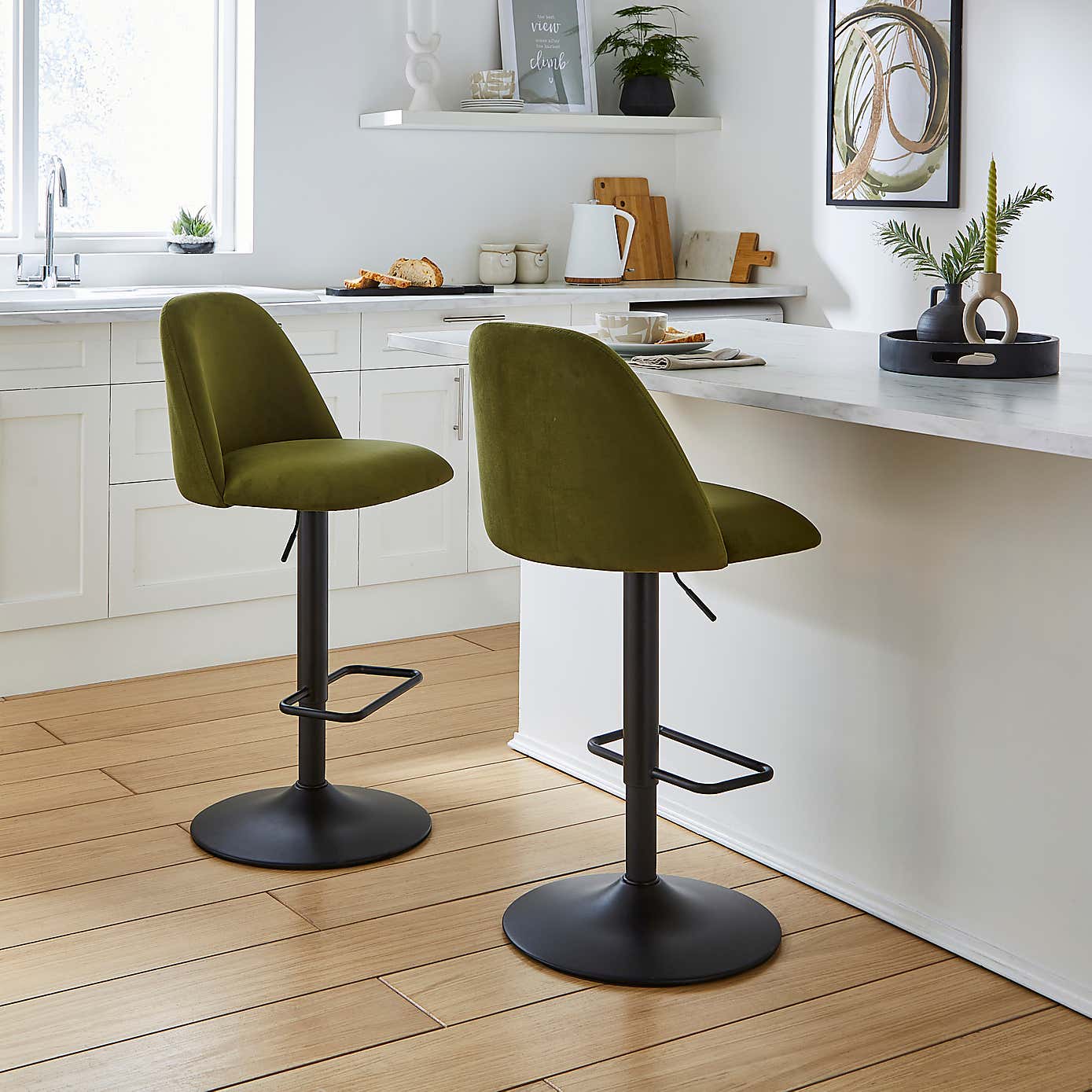 Delaney Adjustable Height Barstool, Velvet
