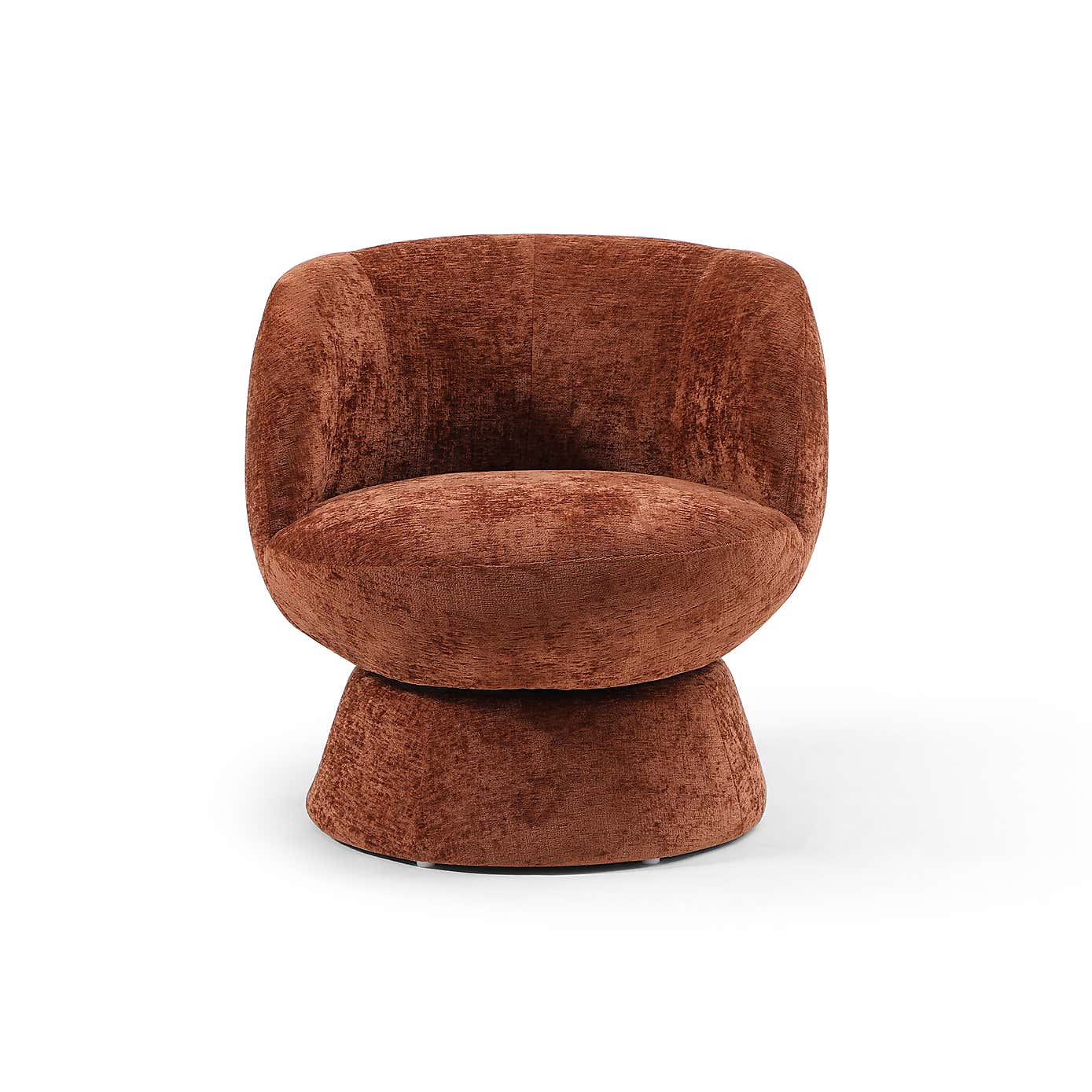Tulip Chenille Curved Swivel Accent Chair