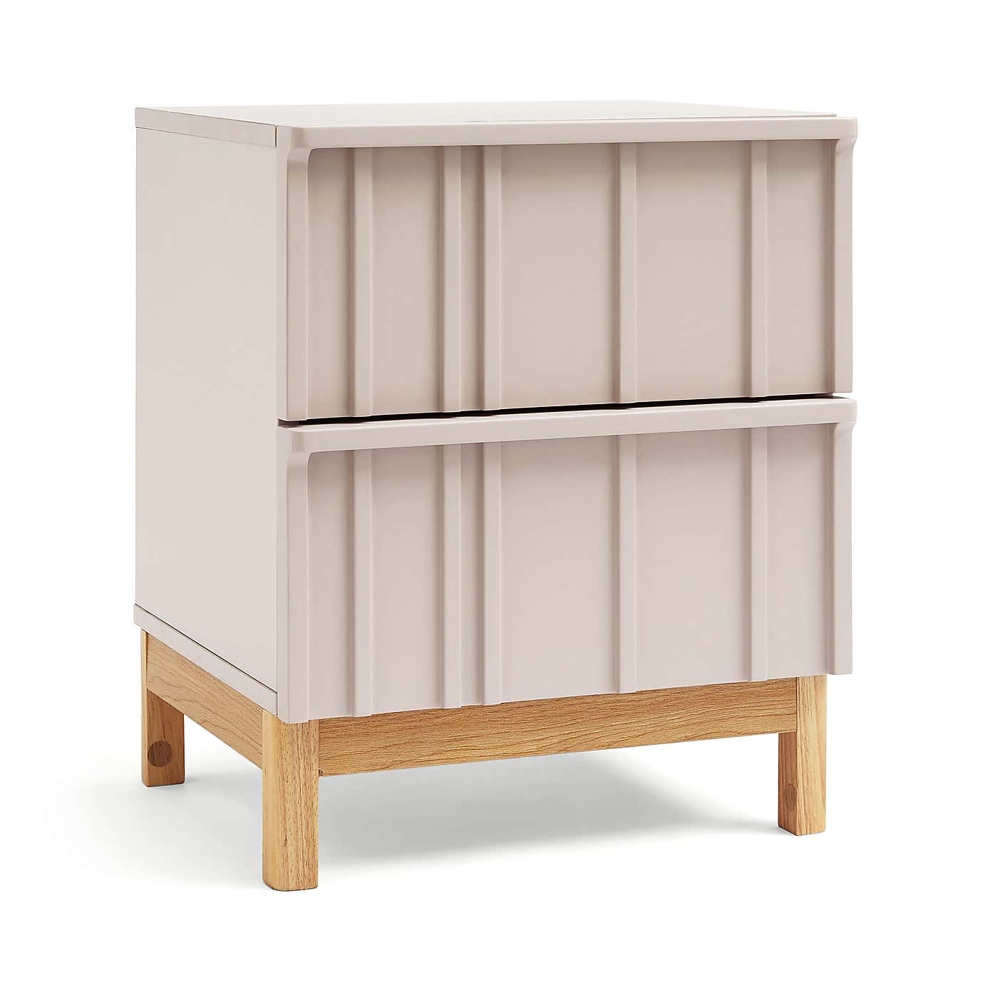 Elements Thompson 2 Drawer Bedside Table, Mushroom Grey