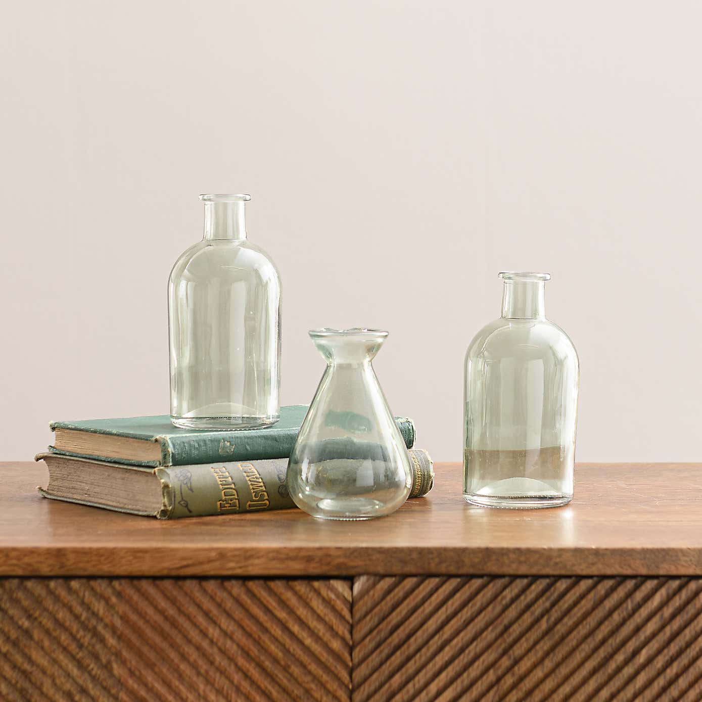 Artificial Set of 3 Eucalyptus and Gypsophila Stems in Glass Vases