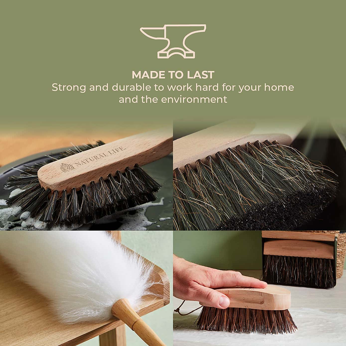 Natural Life 6 Piece Brush & Dustpan Cleaning Set