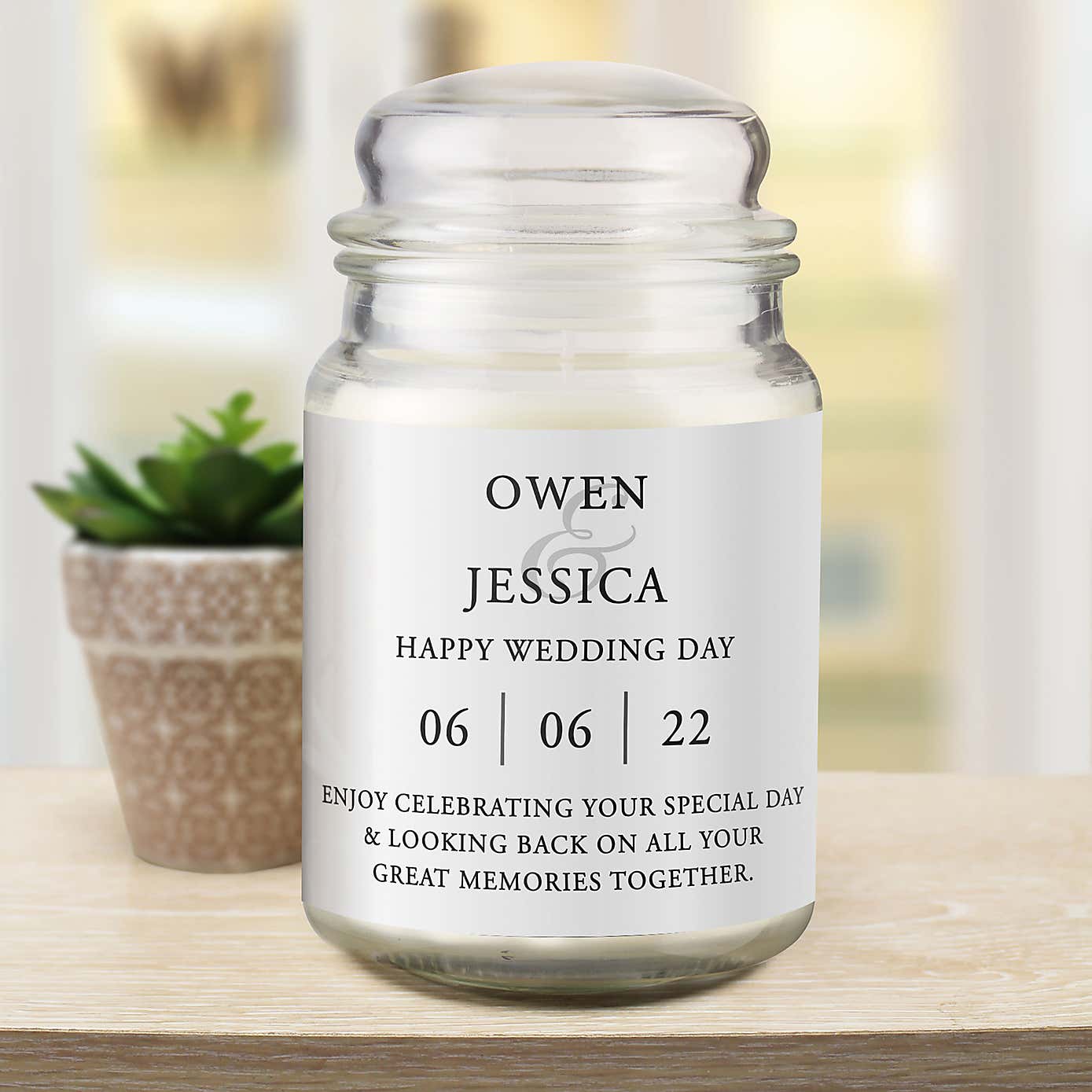 Personalised Couples Large Lidded Scented Jar Candle