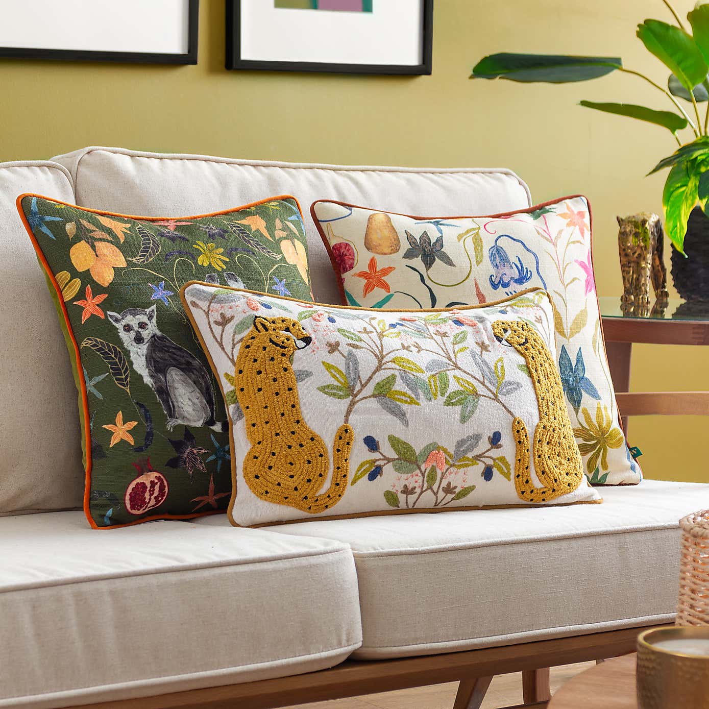 Wylder Mirrored Cheetah Cotton Rectangle Cushion