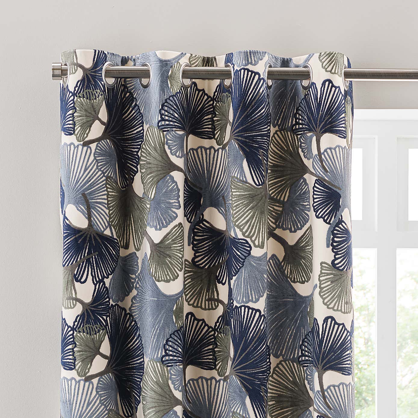 Gingko Cut Velvet Eyelet Curtains