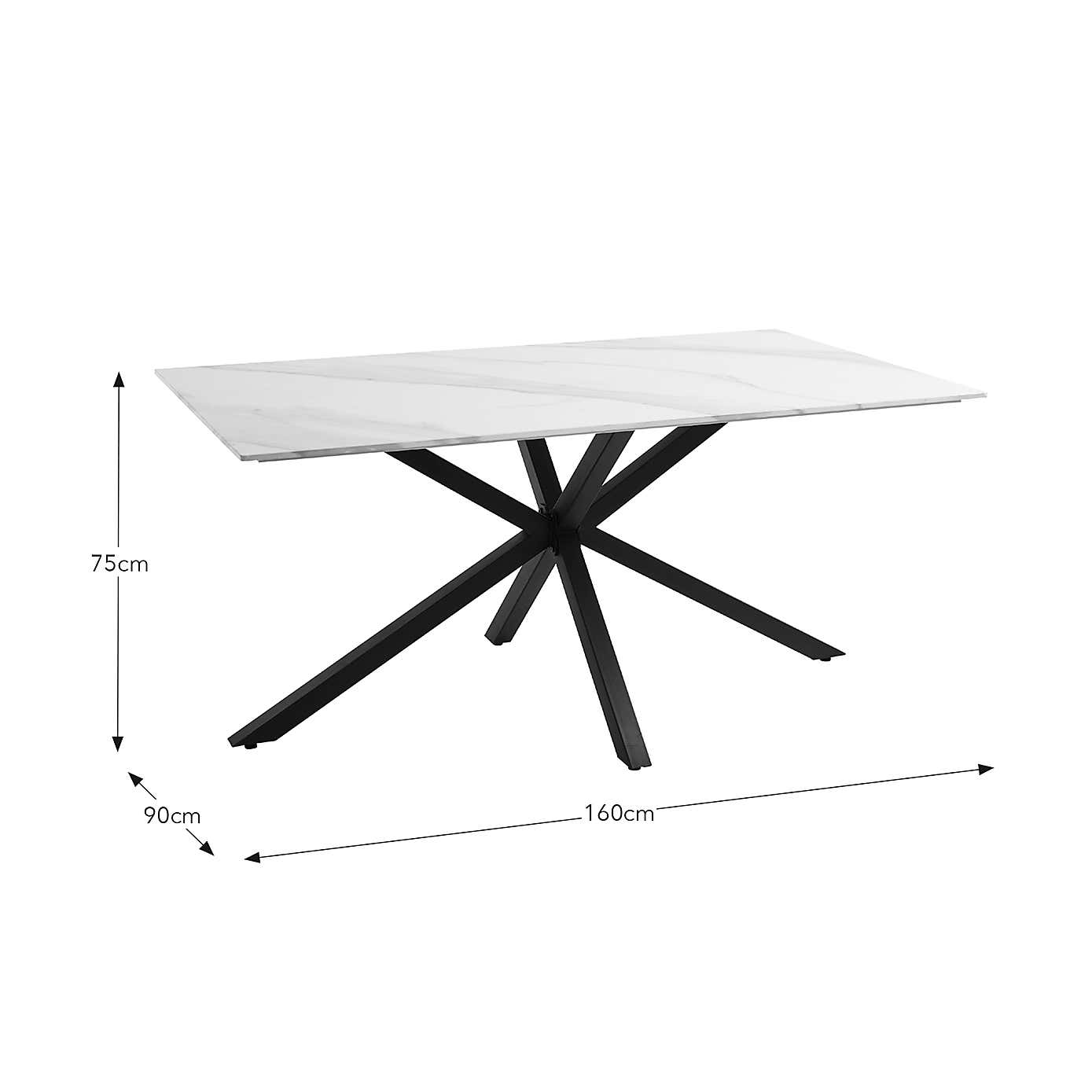 Xavi 6 Seater Rectangular Dining Table, Sintered Stone