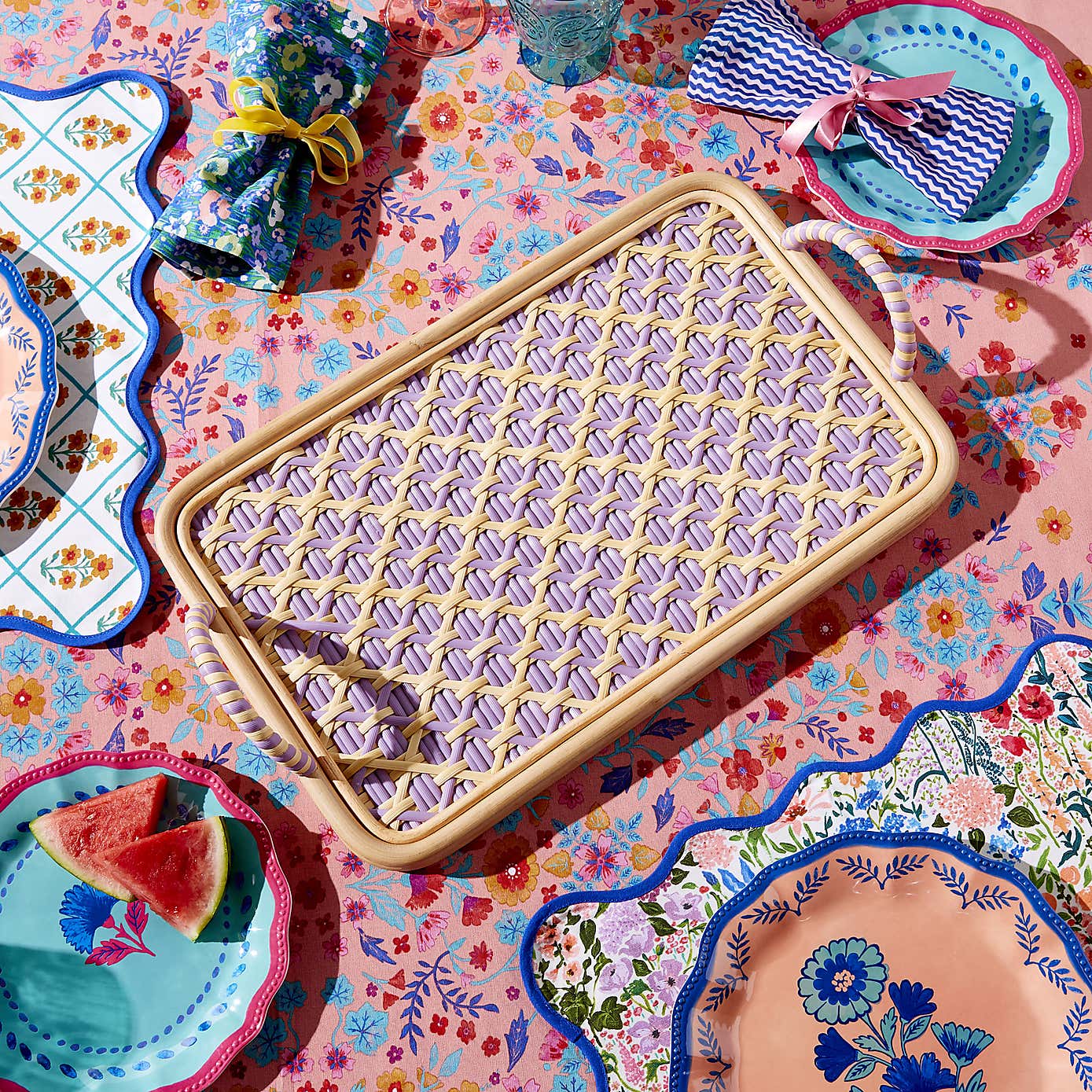 Sophie Robinson Pavilion Woven Lilac Tray