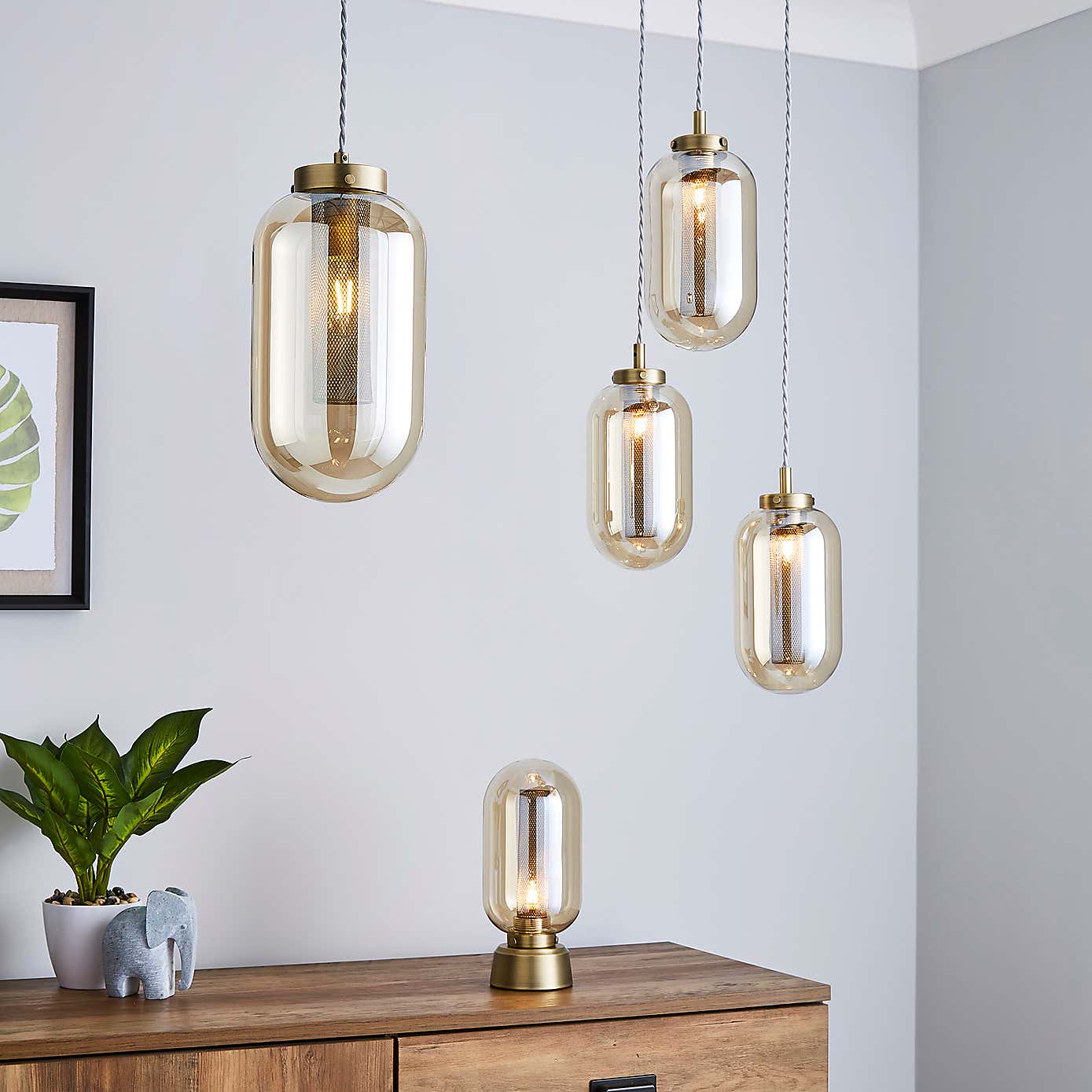 Safi Mesh Detail Table Lamp Antique Brass