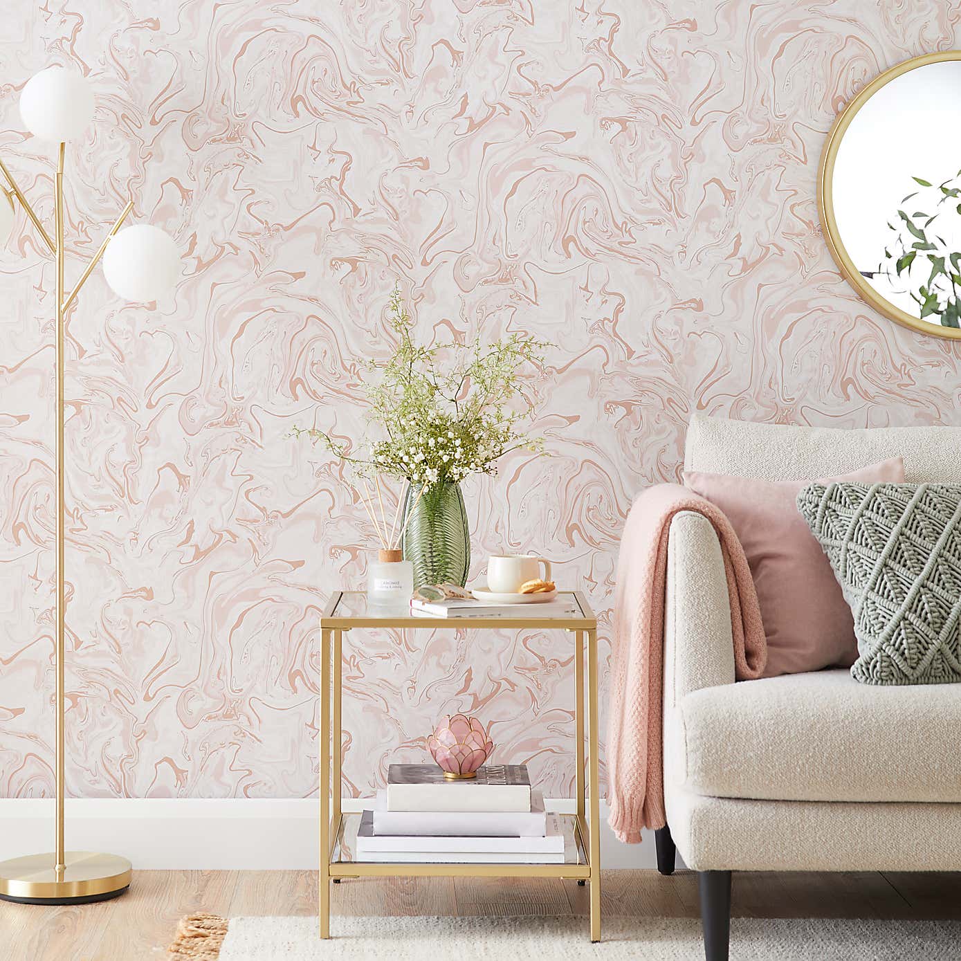 Marble Swirl Blush Self Adhesive Wallpaper