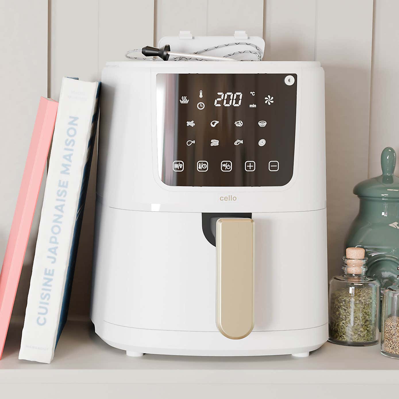 Cello Single Basket Air Fryer with Food Thermometer