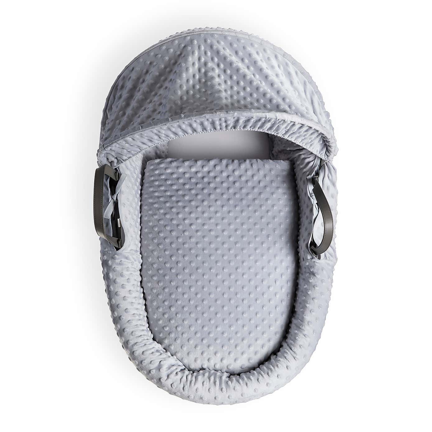 Clair de Lune Dimple Wicker Moses Basket with Deluxe Grey Rocking Stand