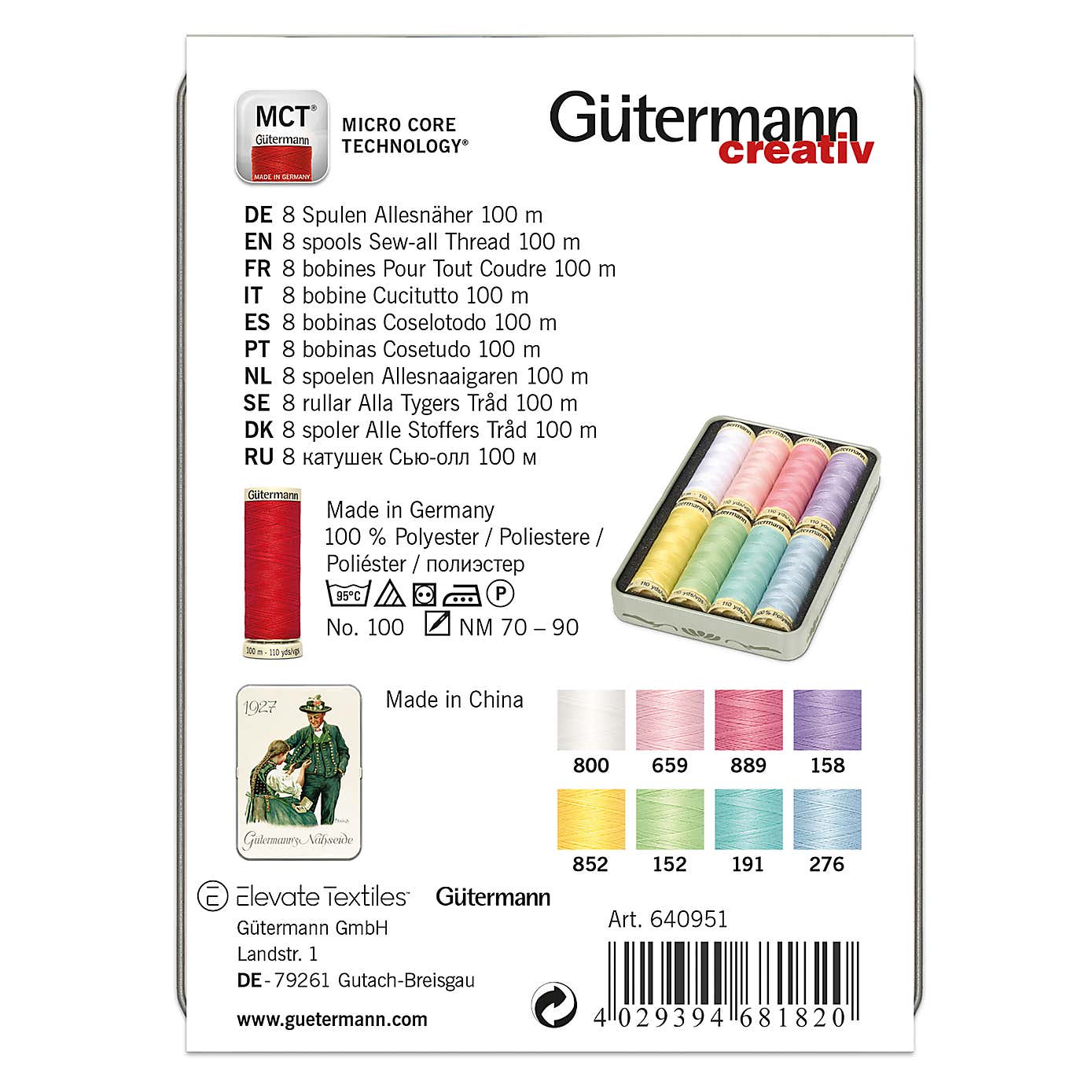 Thread Storage Nostalgic 8x100m Pastel Shades