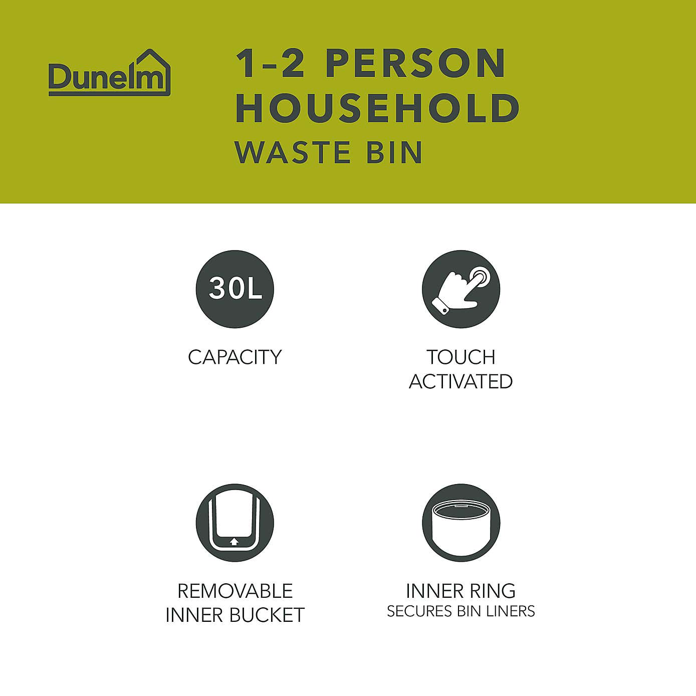 Spectrum Black 30 Litre Top Press Bin