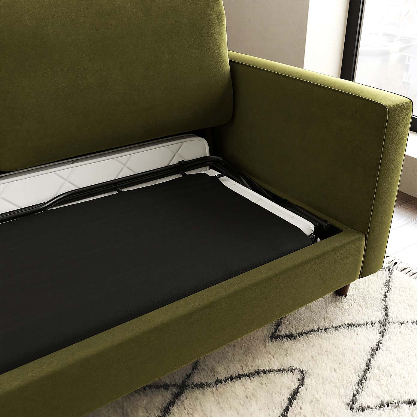 Zoe Velvet 3 Seater Double Sofa Bed