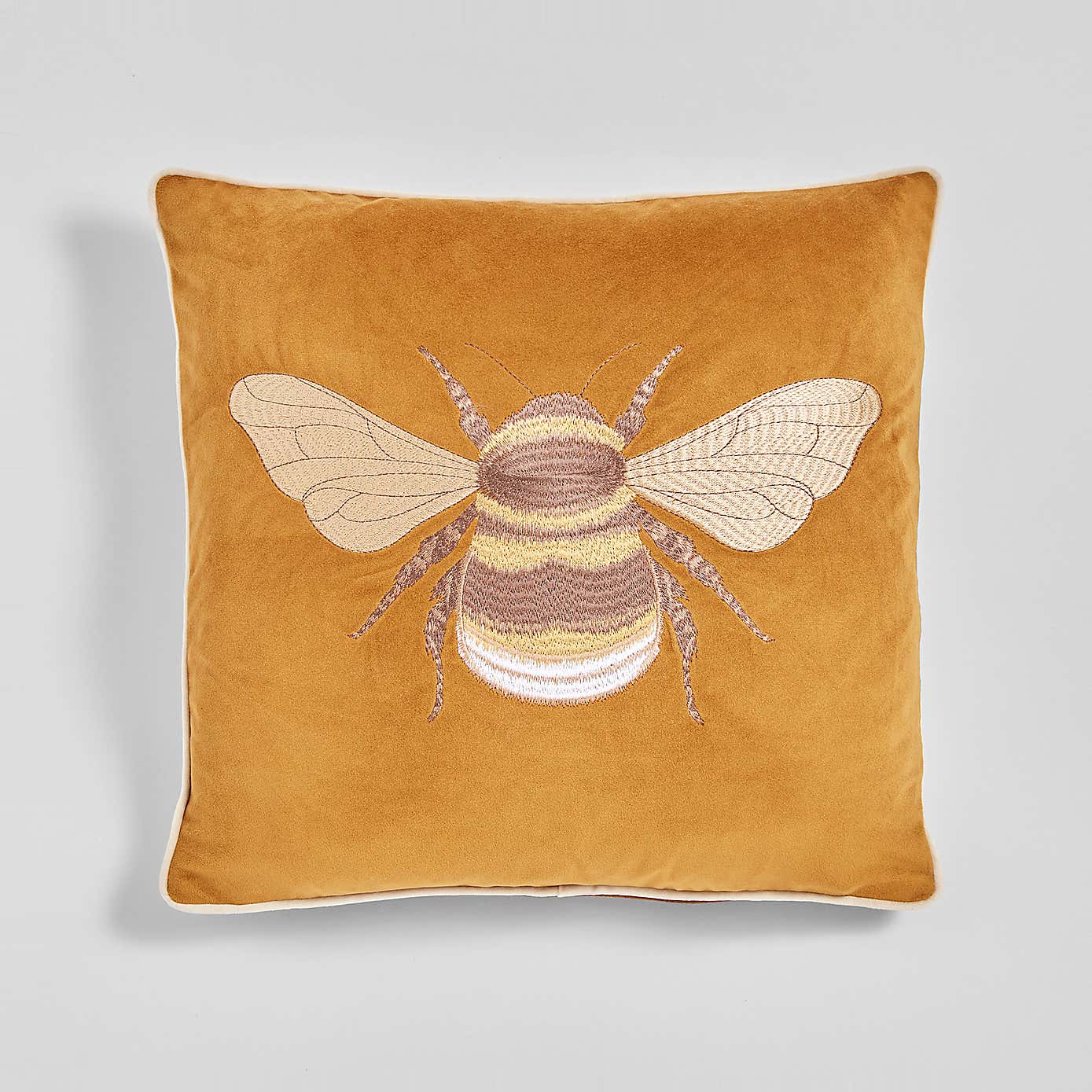 Embroidered Bee Square Cushion