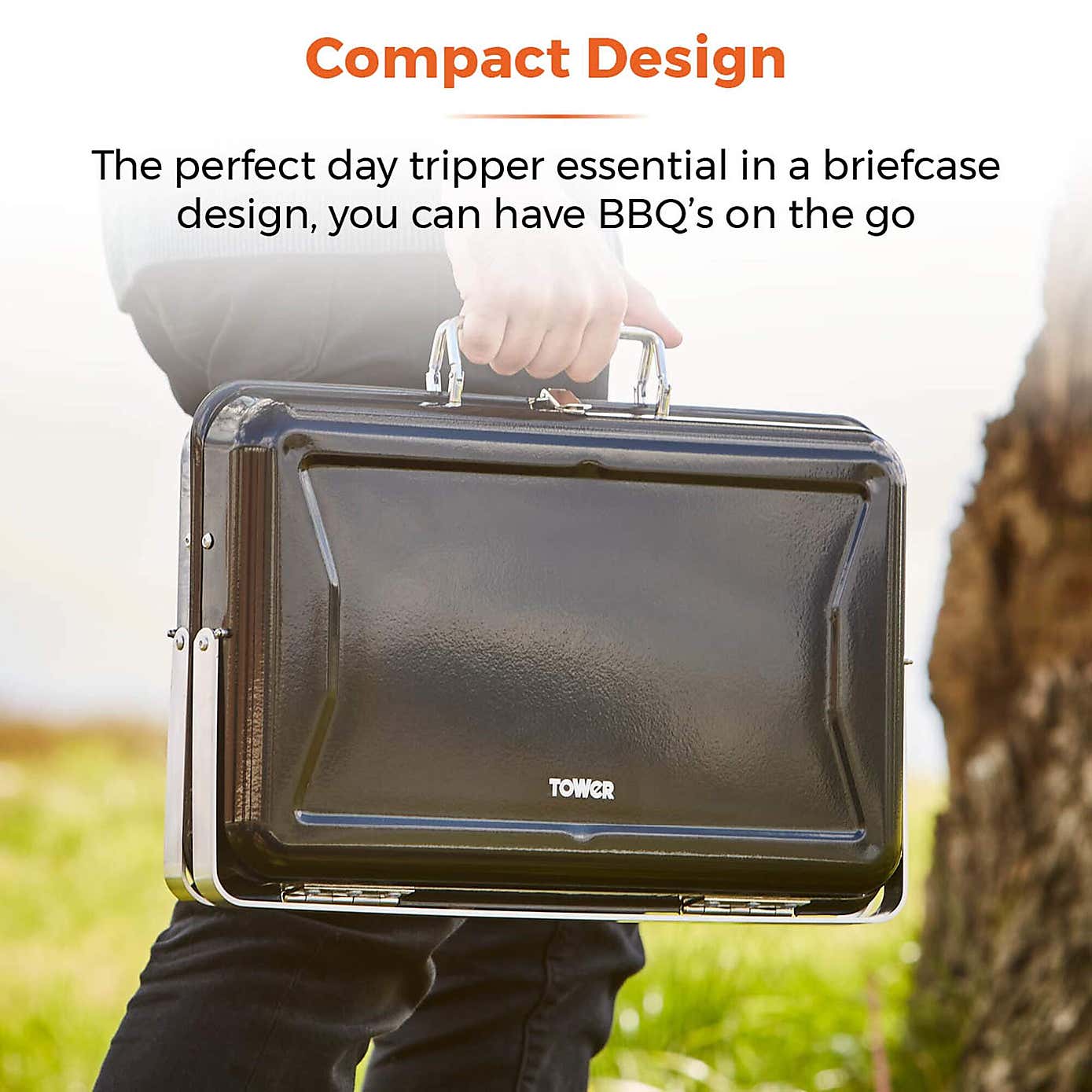 Tower Day Tripper Portable Charcoal Grill, Black Steel