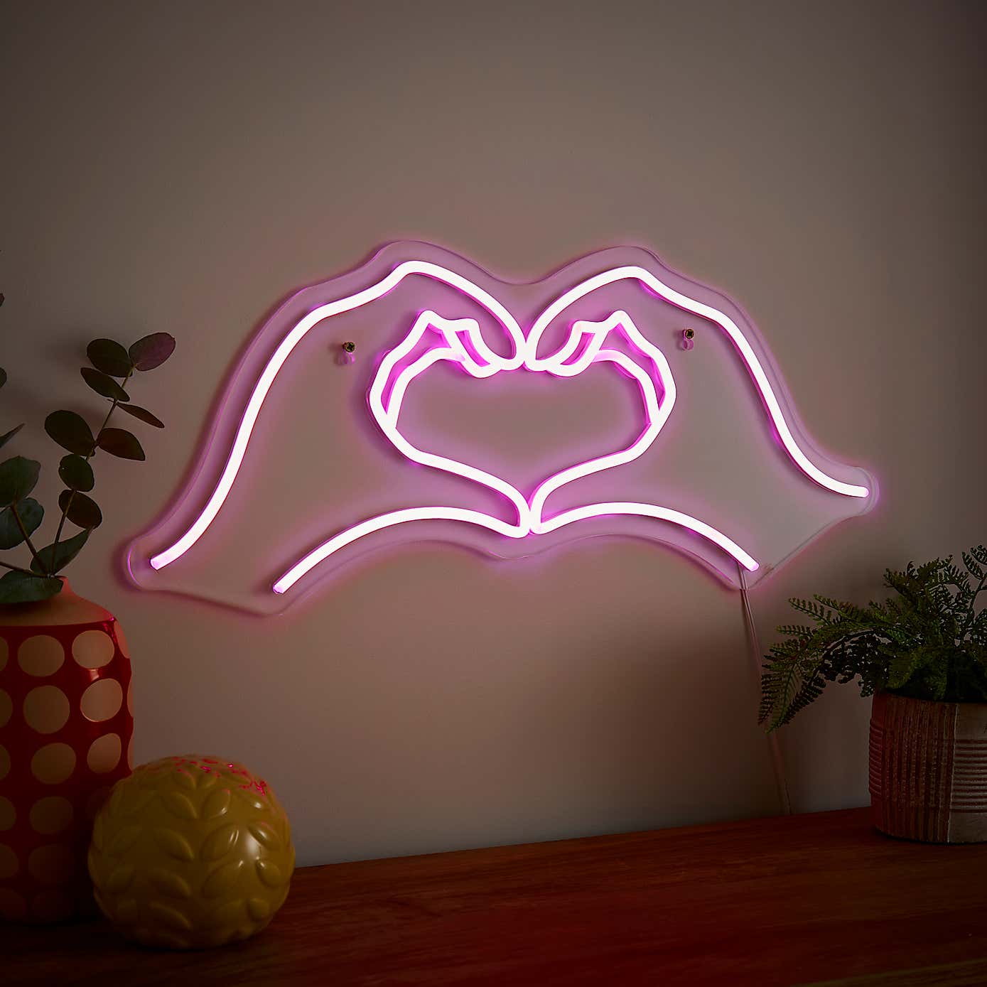 Heart Hands Neon Wall Light