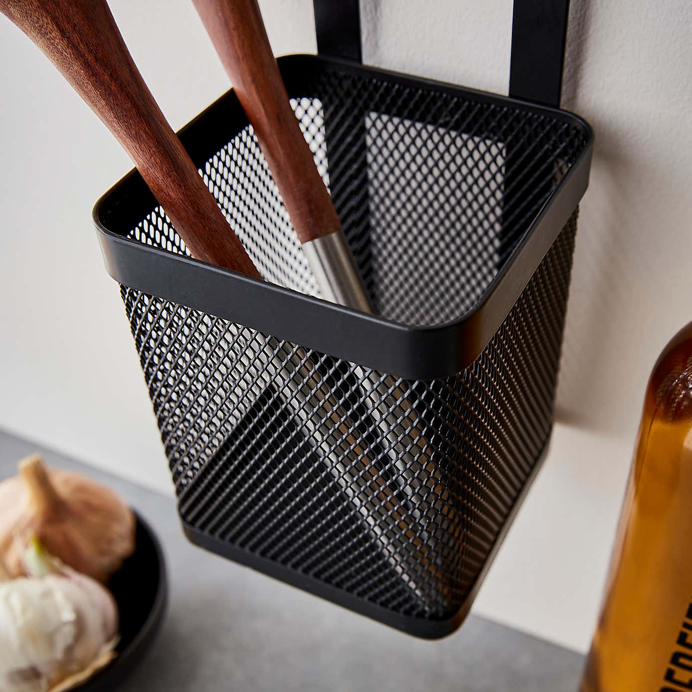 Matte Black Hanging Utensil Holder