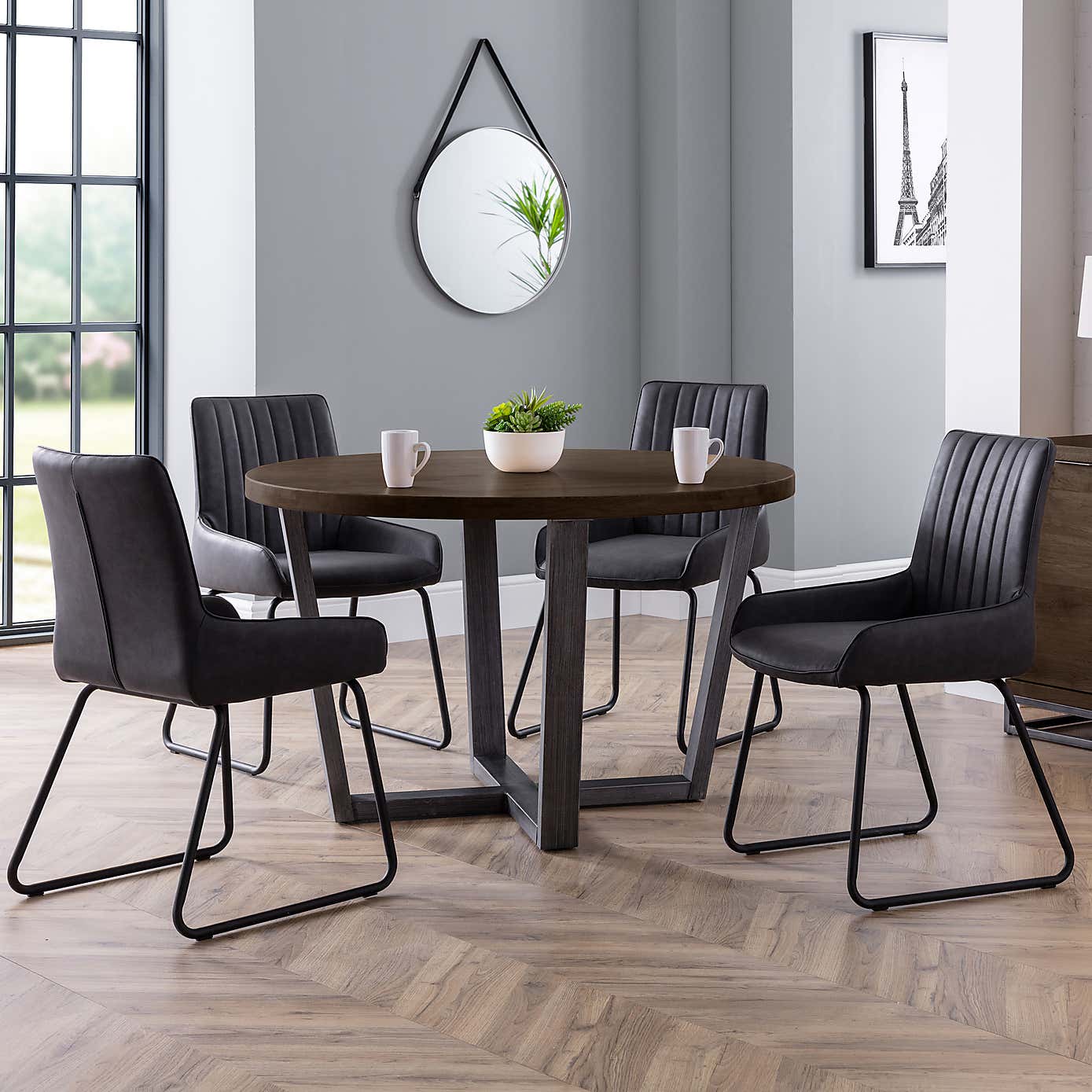Brooklyn Round Dining Table Dark Oak