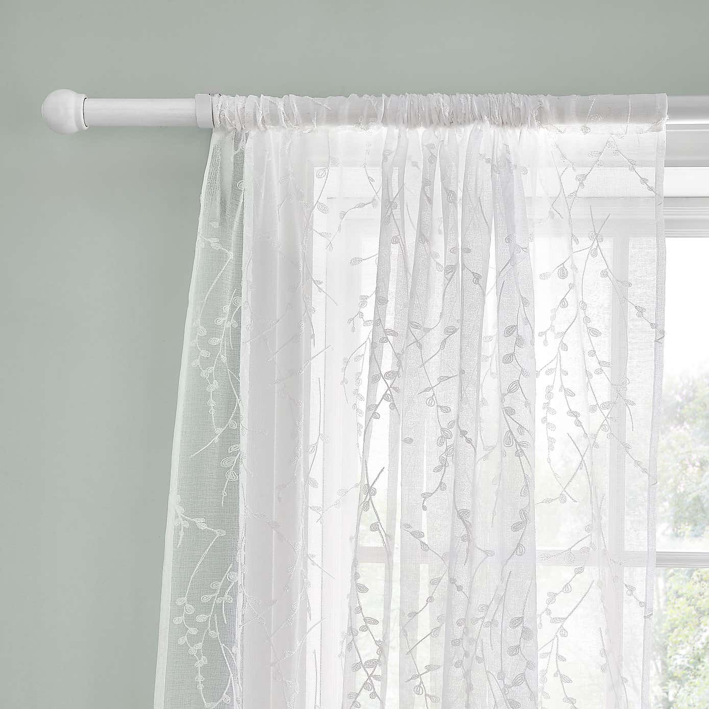 Belle Embroidery Slot Top Voile Curtains
