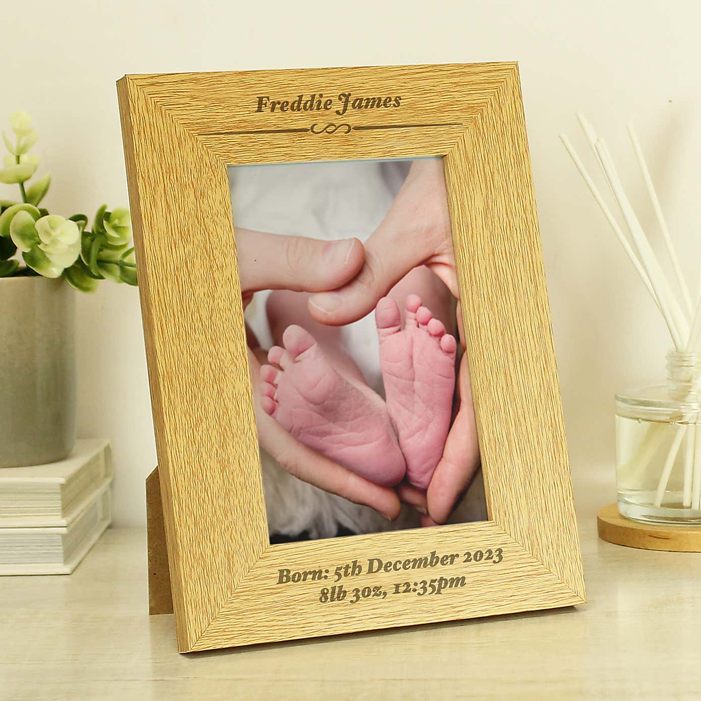 Personalised Formal Oak Effect Portrait Photo Frame