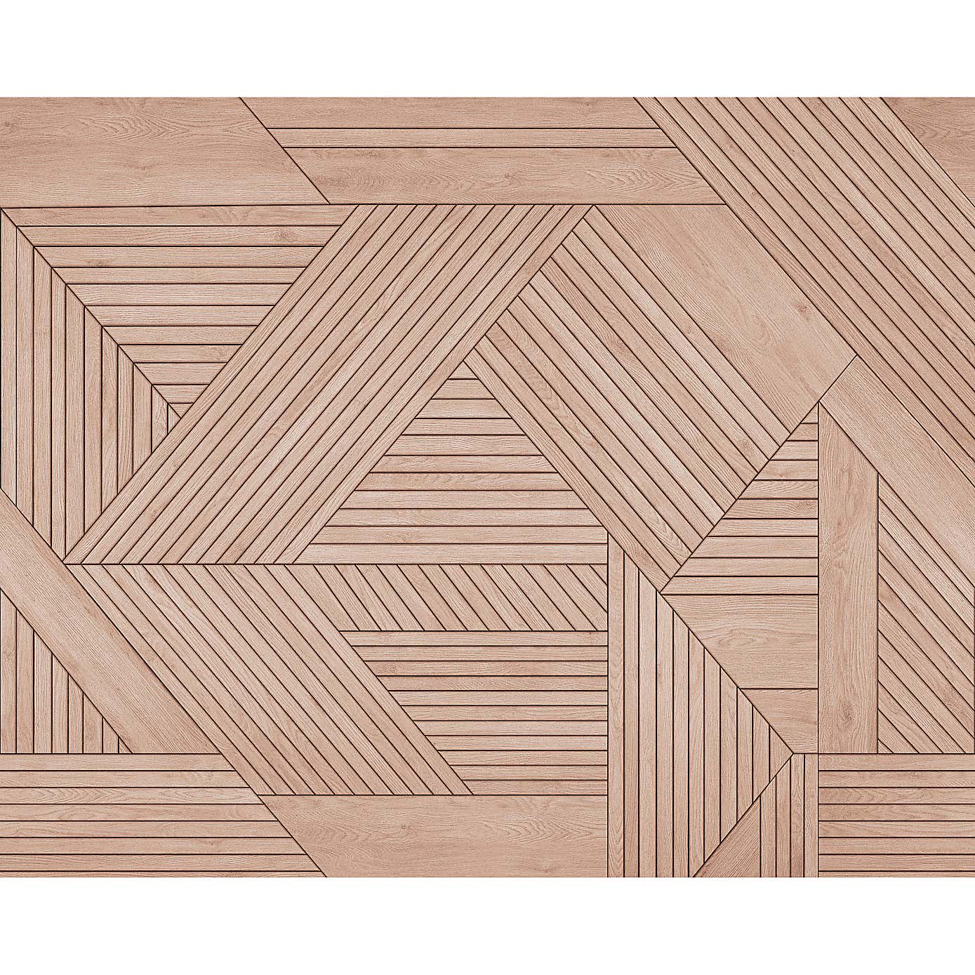 Geometric Wooden Panelling Mural