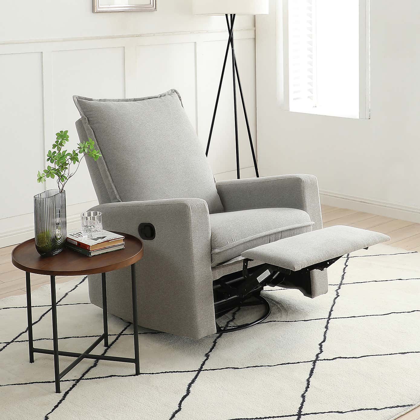 Avery Swivel Manual Recliner Chair, Natural