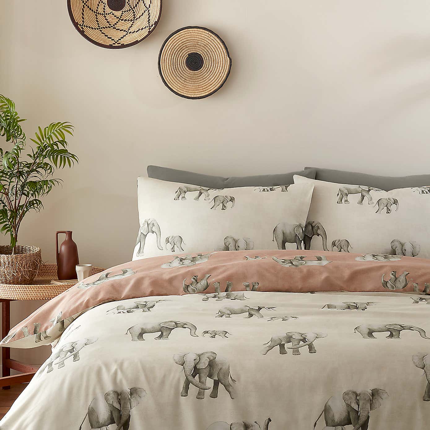 Fusion Ella Elephant Reversible Duvet Cover and Pillowcase Set