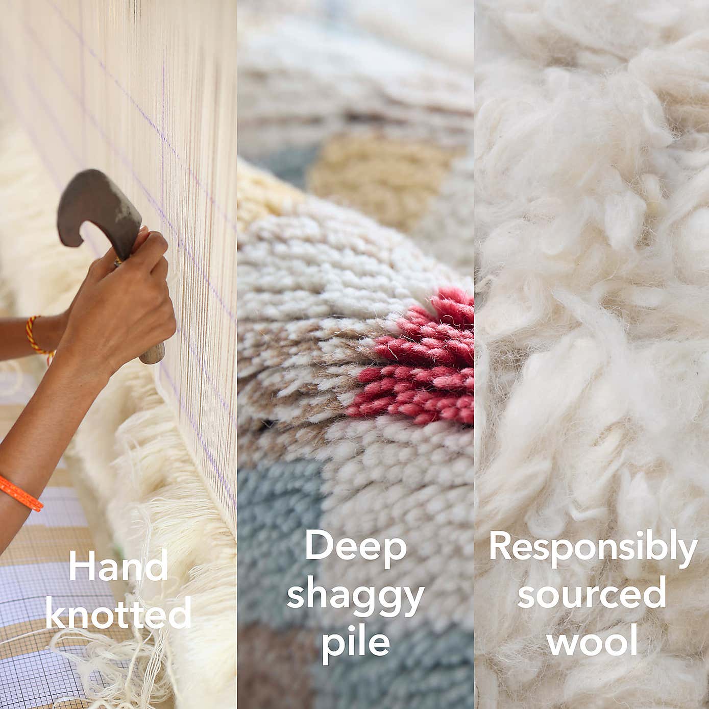 Umra Premium Hand-Knotted Shaggy Wool Rug