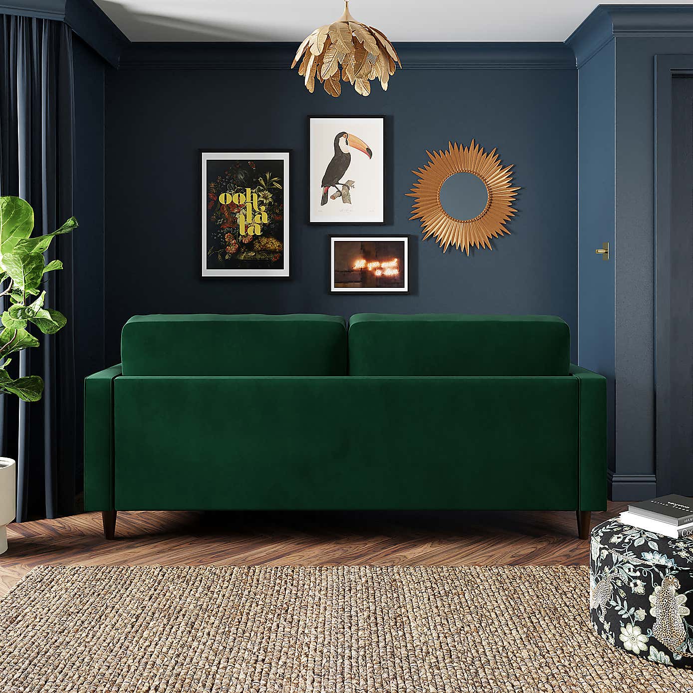 Zoe Velvet 3 Seater Sofa