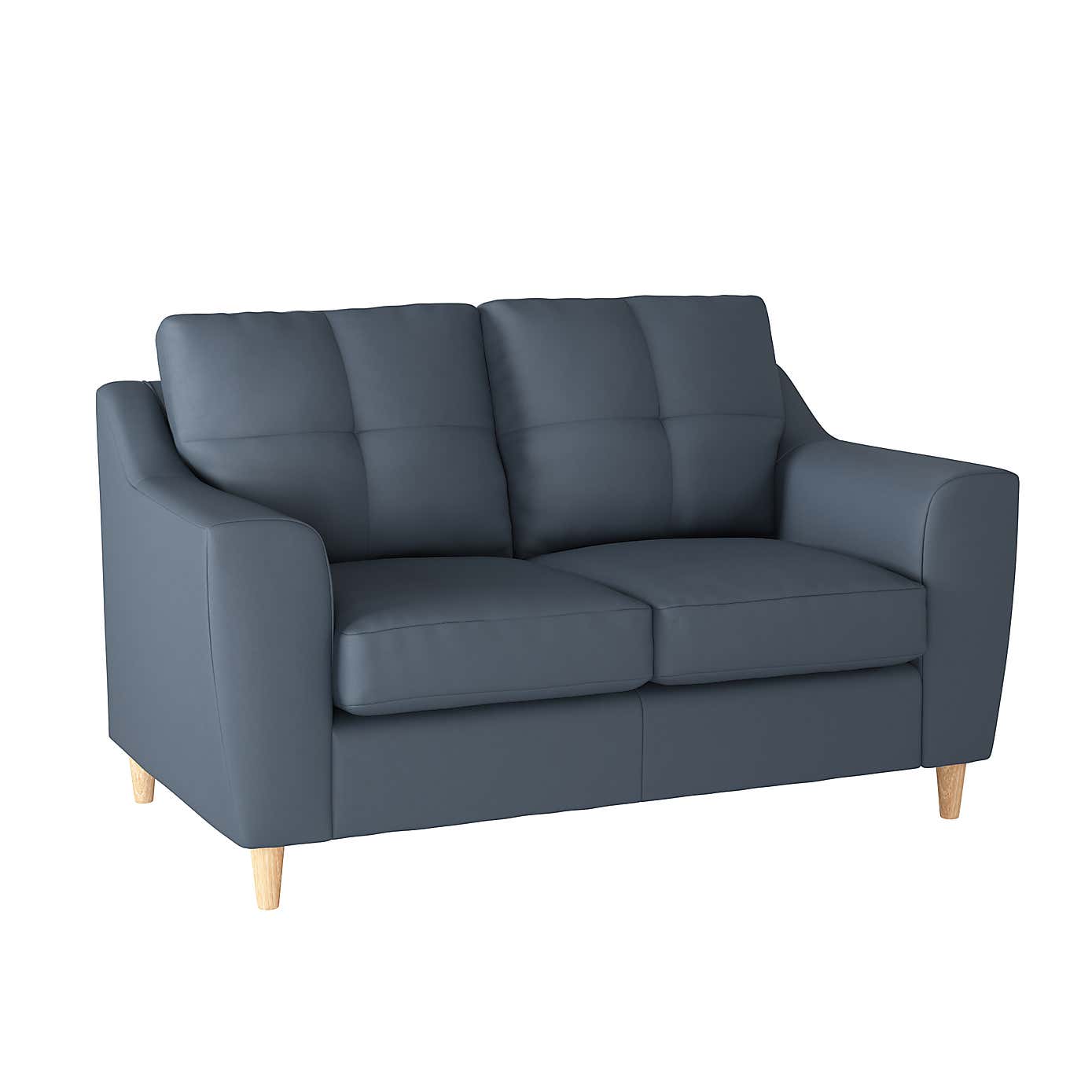 Baxter Kalman Navy Faux Leather 2 Seater Sofa