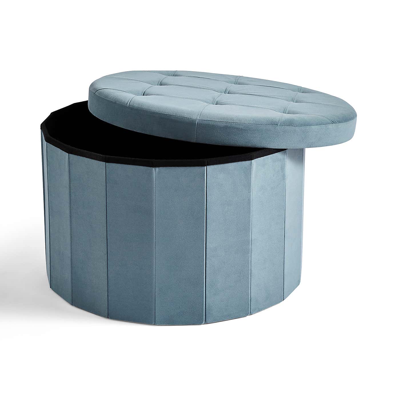 Smart Industrial Large Round Footstool Pacific Velvet