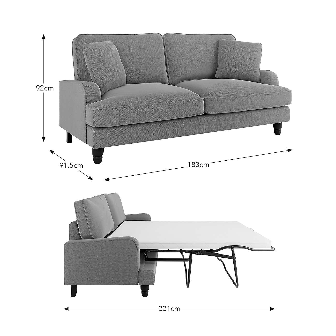 Beatrice Tonal Chenille 3 Seater Double Sofa Bed