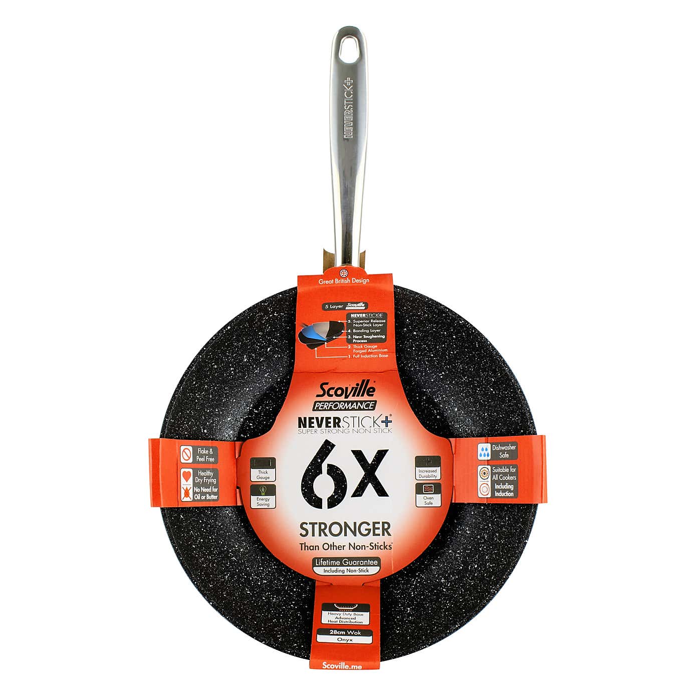 Scoville Neverstick 6 Non-stick Aluminum Wok, 28cm