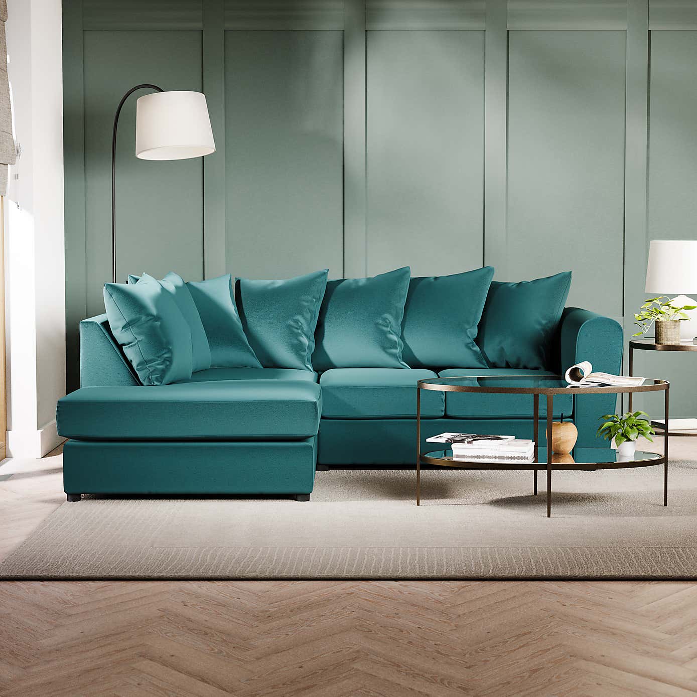 Blake Curved Arm Opulent Velvet Corner Chaise Sofa